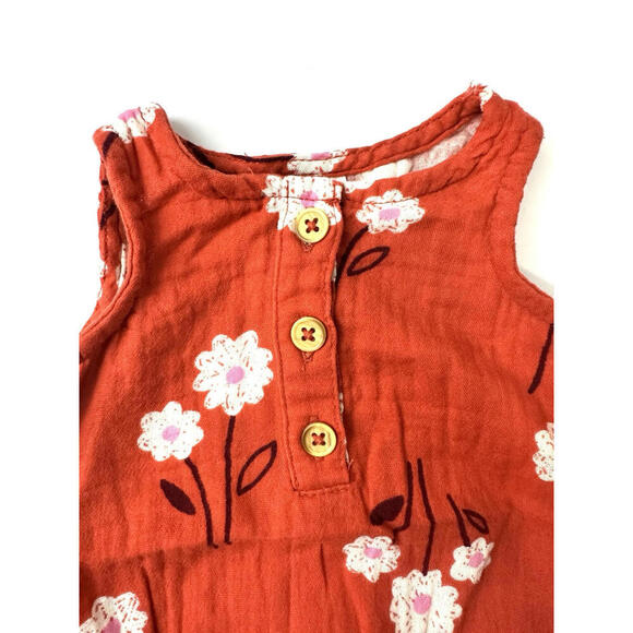Cat & Jack Baby Girls Burnt Orange Floral Tank Romper Size - Newborn - Picture 5 of 6